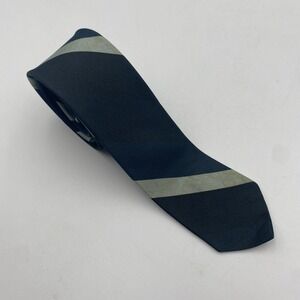 Vtg 1950s Beau Brummel Skinny Silk Tie Rockabilly VLV Navy Blue Stripe Print